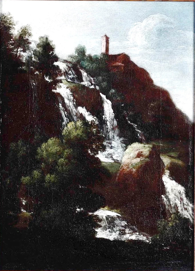 Giuseppe Zola-21-Paesaggio con cascata - attribuito